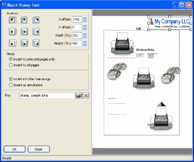 Multi-Page TIFF Editor. Screenshot 10. Stamp tool.